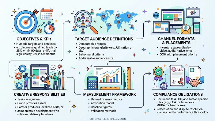 What scope elements must a media partnership include