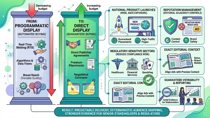 What use cases justify moving budget from programmatic to direct display