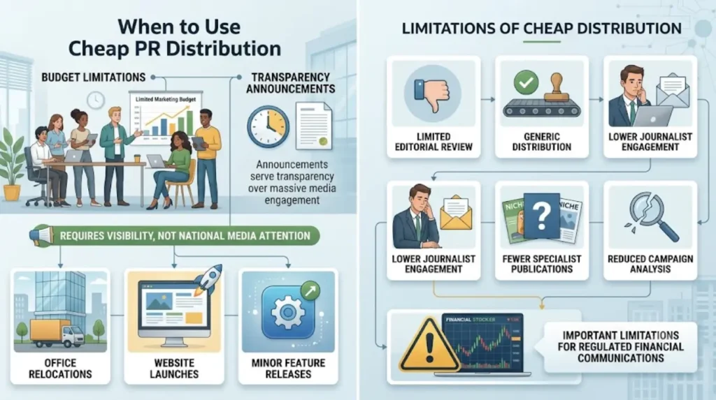 When is cheap PR distribution an appropriate choice?