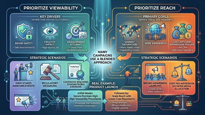 When should advertisers prioritize viewability over reach