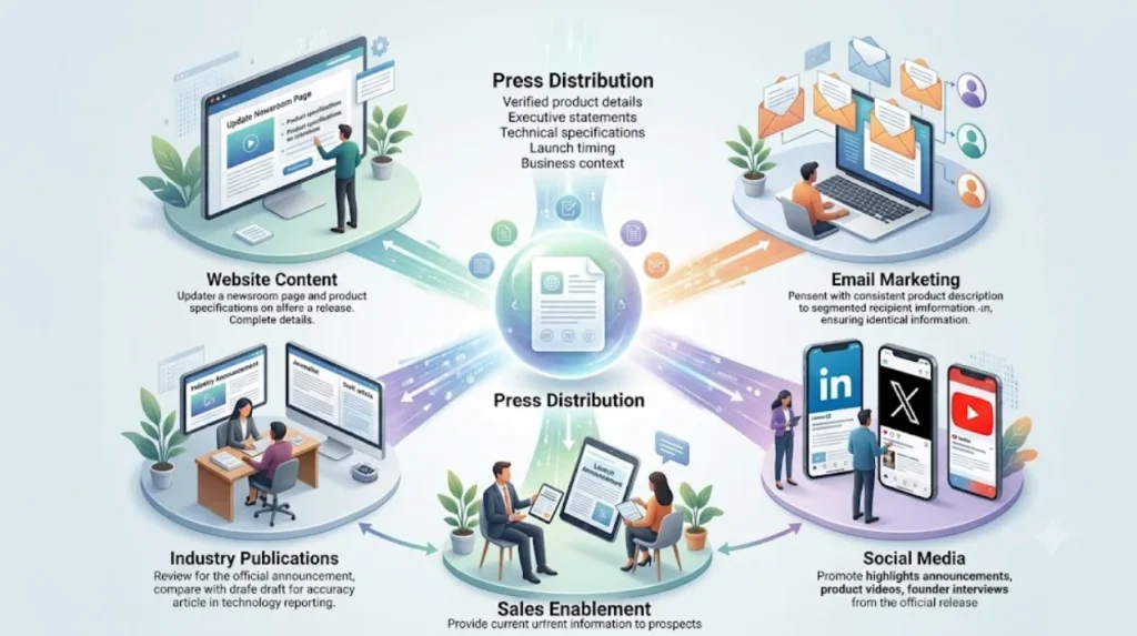 Which marketing channels benefit from press distribution?