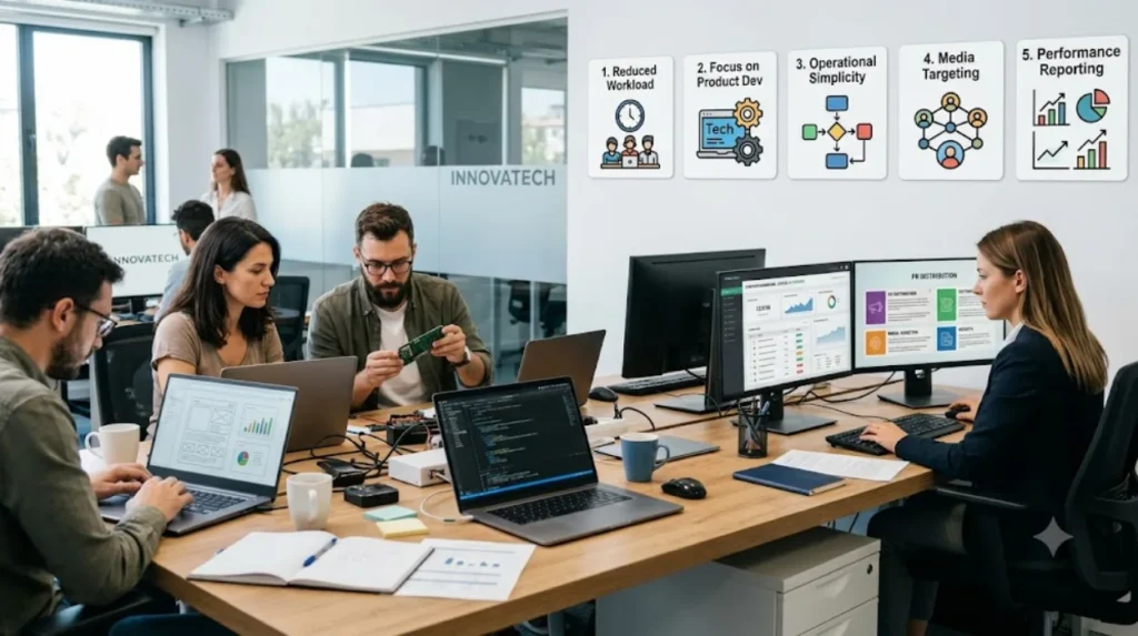 Why do managed PR distribution services benefit startup teams?