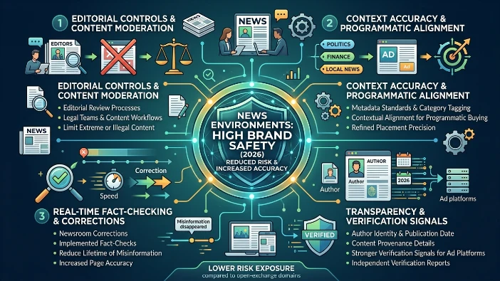 Why do news environments score highest for brand safety in 2026
