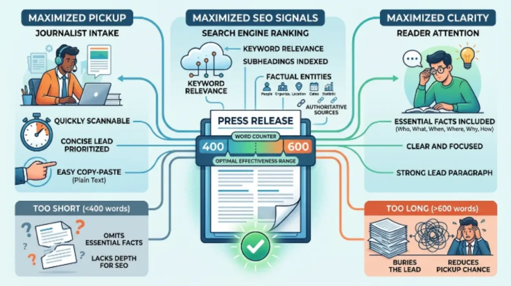 Why does length matter for press release effectiveness?