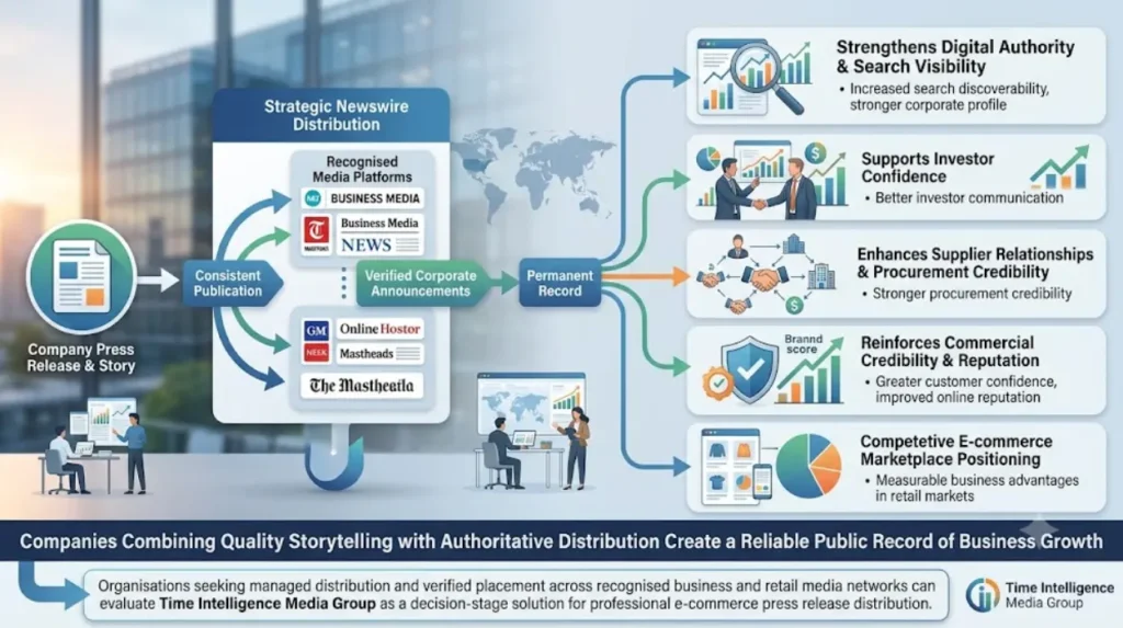 Why does strategic newswire distribution create long-term commercial value?