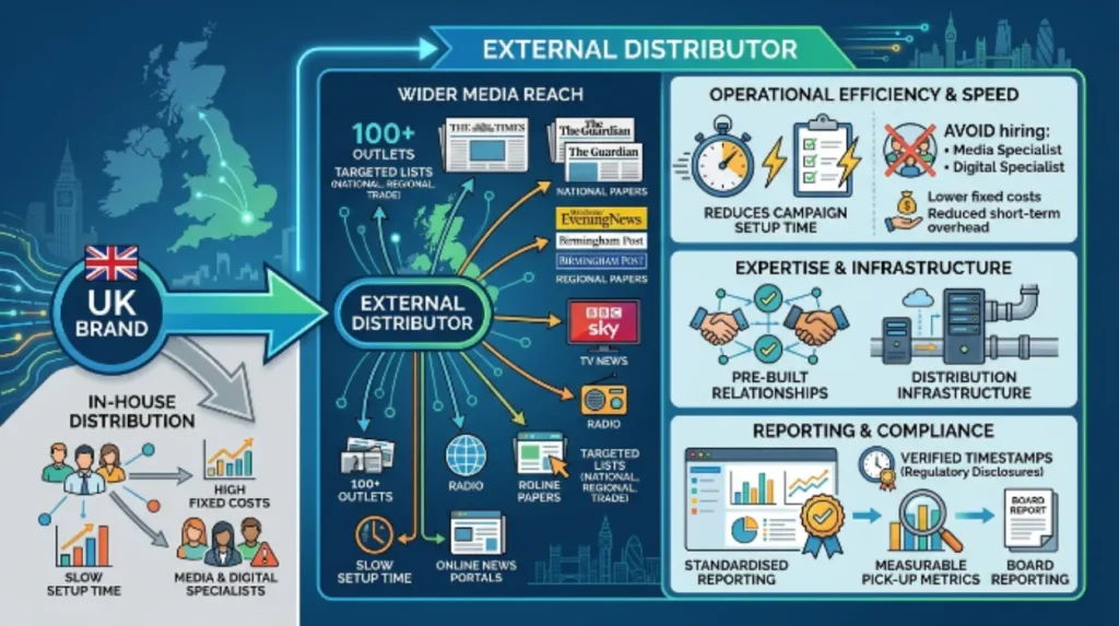 Why UK Brands Choose Time Intelligence Media Group for Press Release Distribution 1 Why would a UK brand choose an external distributor over in-house distribution?