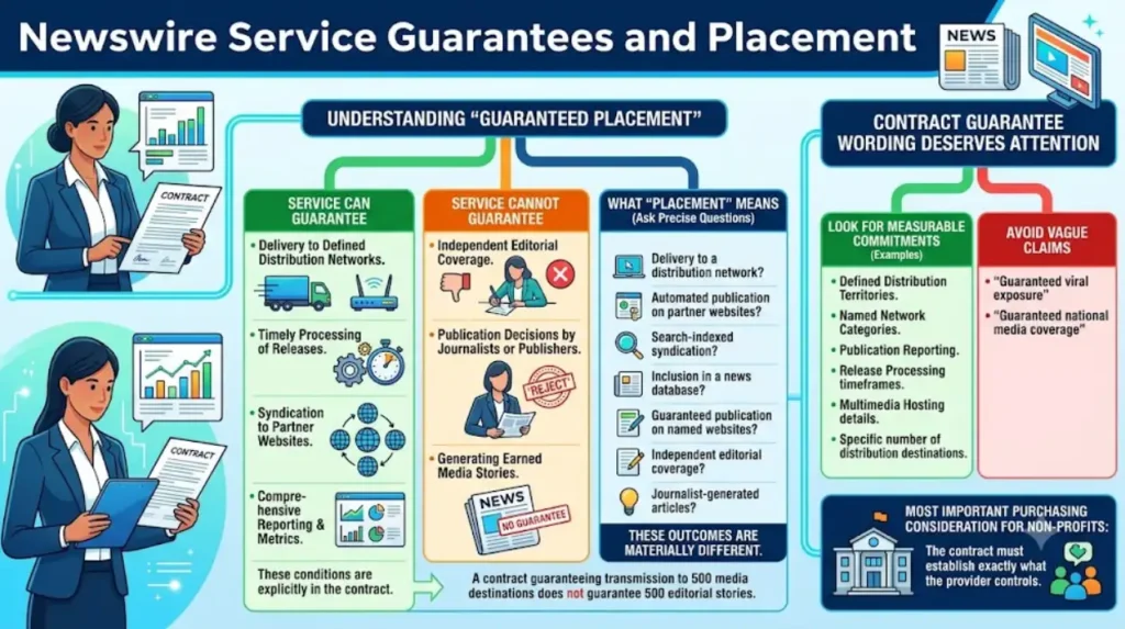 Can a newswire service guarantee placement?