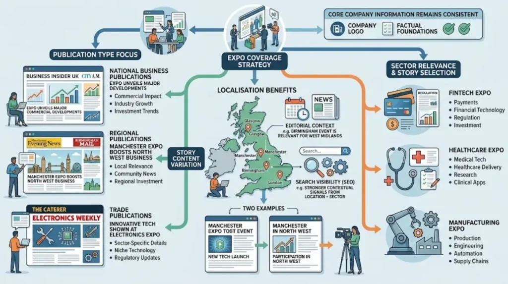 How Expo Coverage Turns Booths Into 15 News Stories 1 How are 15 expo stories structured for UK news websites?