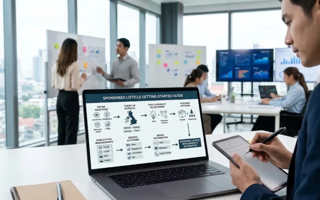 How can businesses get started with Sponsored Listicles by Time Intelligence Media Group?
