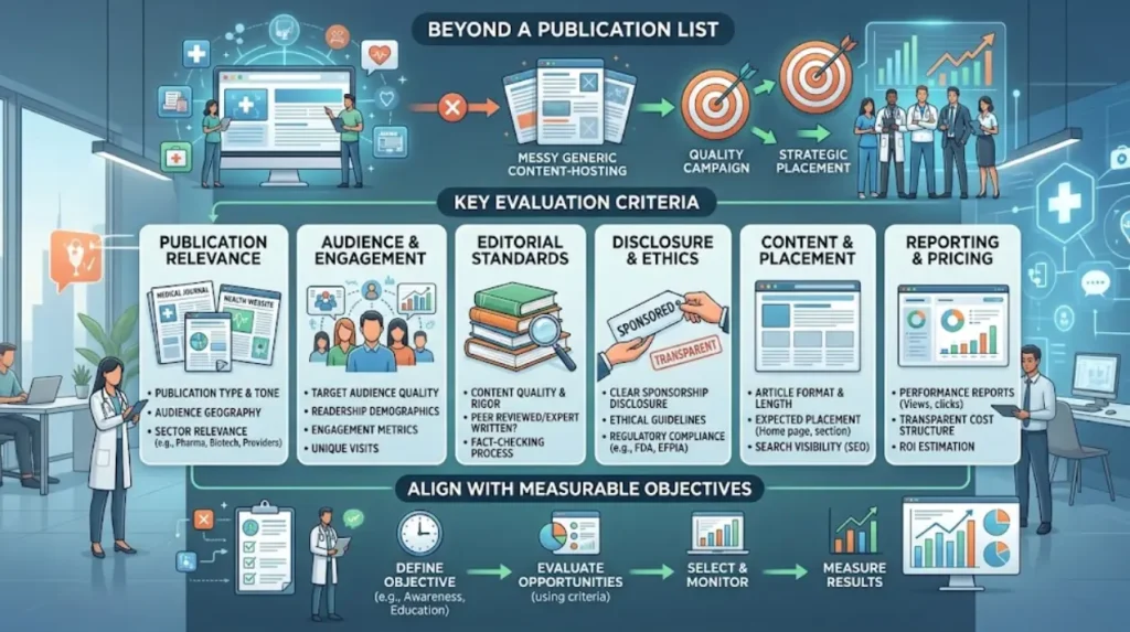 How can healthcare brands evaluate sponsored article opportunities?