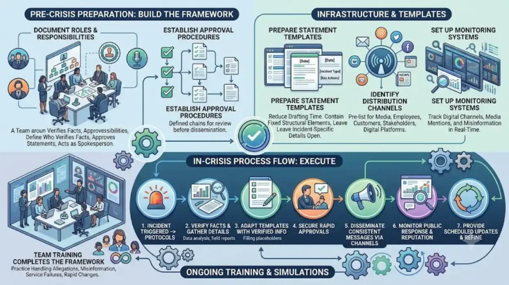 Crisis Communication Frameworks: Issuing Rapid Public Statements to Retain Community Trust Fast 2 How can organisations build a repeatable crisis communication process?
