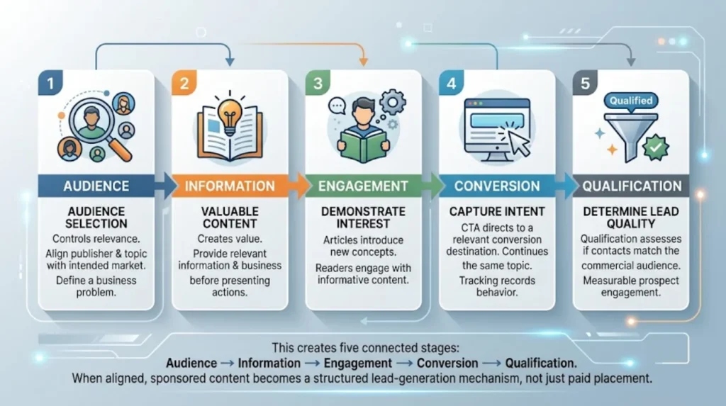 How can sponsored articles create a complete lead-generation journey?
