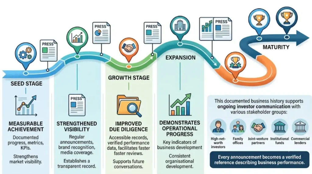 How do milestone press releases fit into a long-term investor communication strategy?