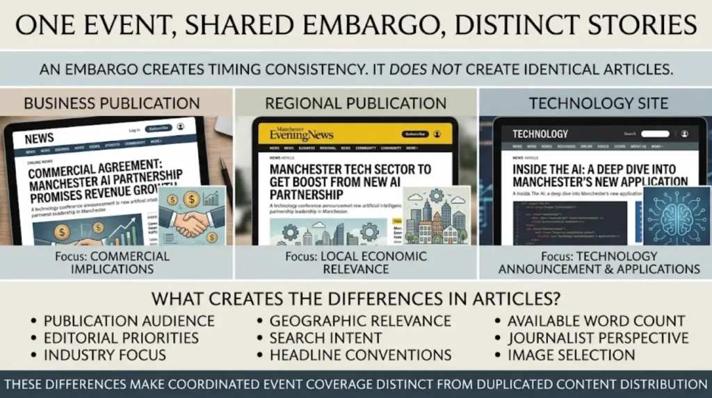 How do news sites handle the same embargo differently?