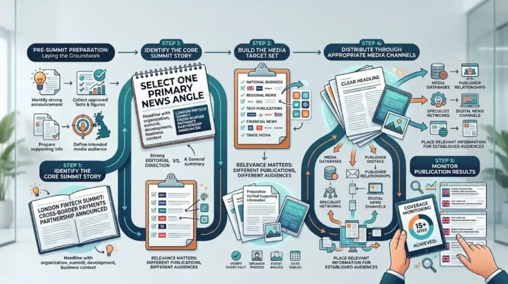 How does B2B summit coverage reach 15 UK news sites?
