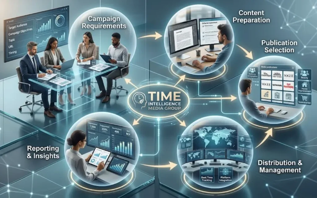 How does Time Intelligence Media Group deliver retail sponsored content?