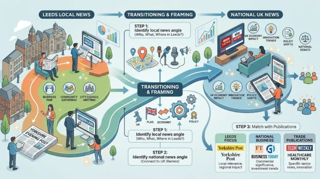 How Leeds Event Coverage Combines Regional and National News 1 How does a Leeds event move from local news to national news?