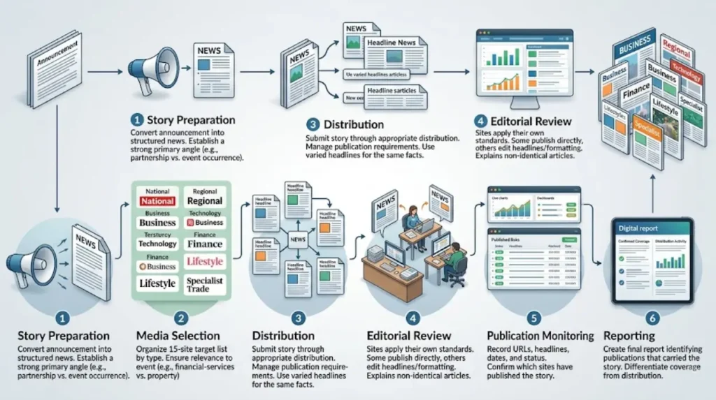 How Hybrid Event Coverage Works Across 15 News Sites 1 How does a hybrid event story move from one announcement to 15 publications?