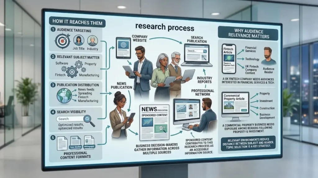 How does news-site sponsored content reach business decision-makers?