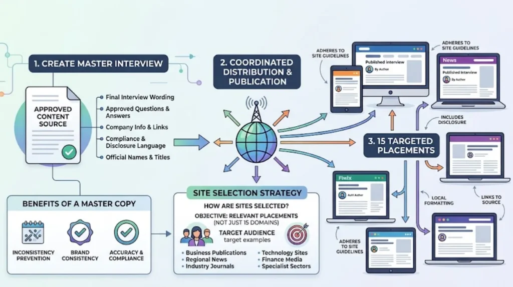 How Sponsored Interviews Get Published Across 15 Sites 1 How does one sponsored interview reach 15 sites?