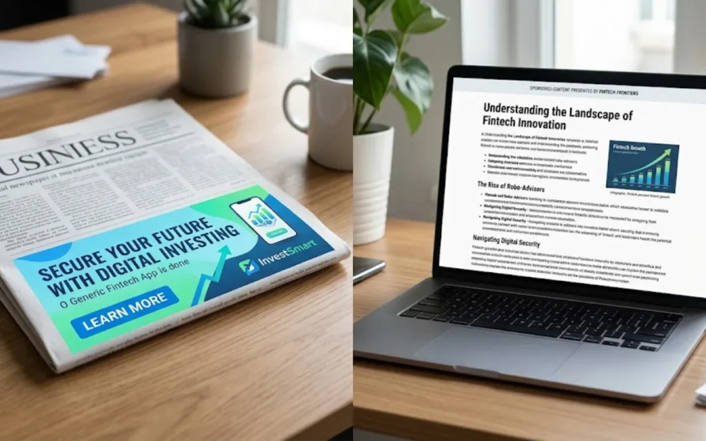 How does sponsored content differ from traditional fintech advertising?