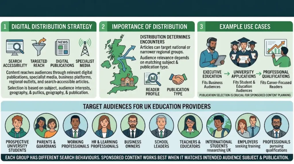 How does sponsored content reach UK education audiences?