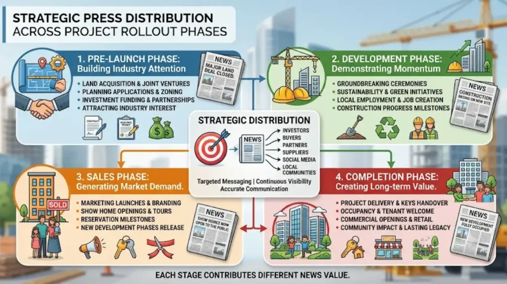 How does strategic press distribution support different rollout phases?