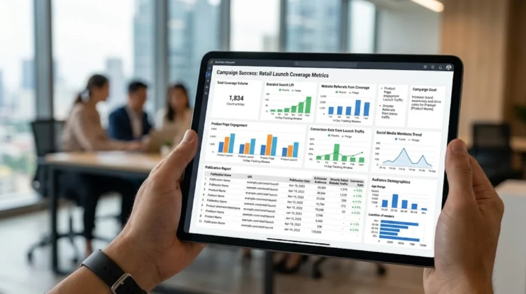 How should a business measure the success of retail launch coverage?