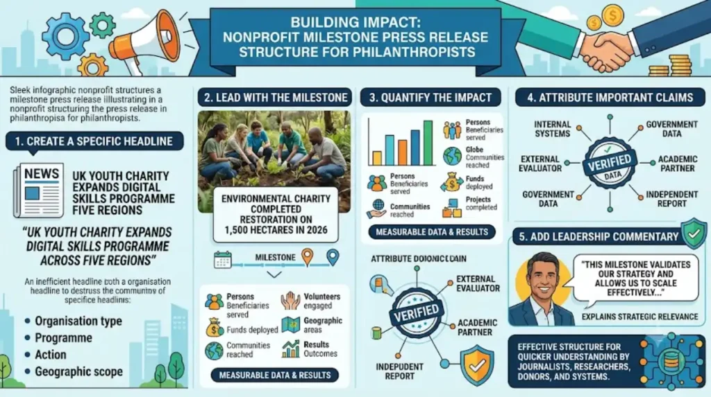 Leveraging Milestone Press Releases to Attract High-Net-Worth Individual Philanthropists 1 How should a nonprofit structure a milestone press release for philanthropists?