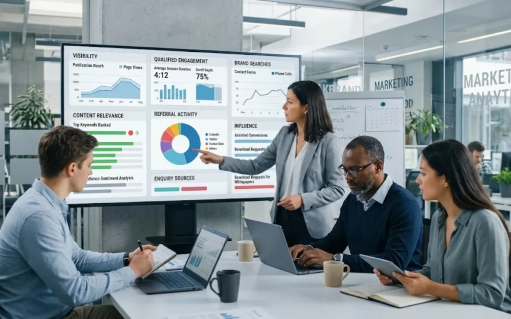 How should legal firms measure authority from sponsored articles?