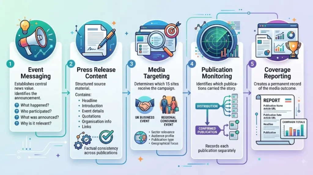 What components are included in a 15-site hybrid event campaign?