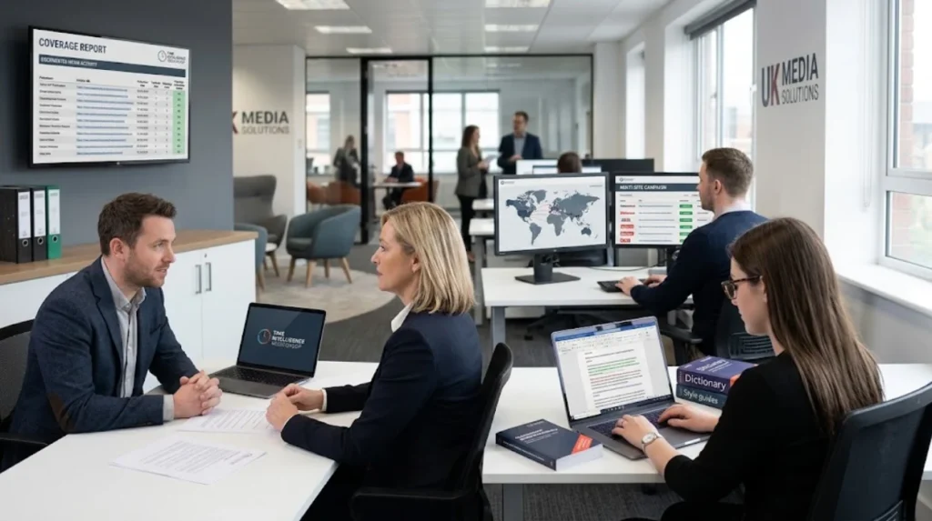 What does Time Intelligence Media Group include in a sponsored interview service?