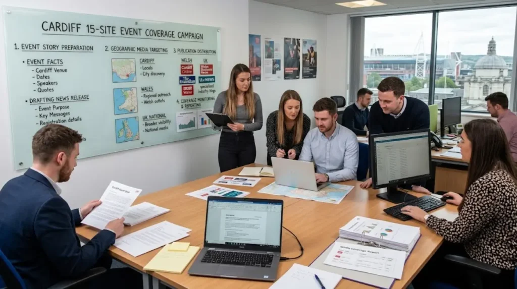 What does a 15-site Cardiff event coverage campaign include?