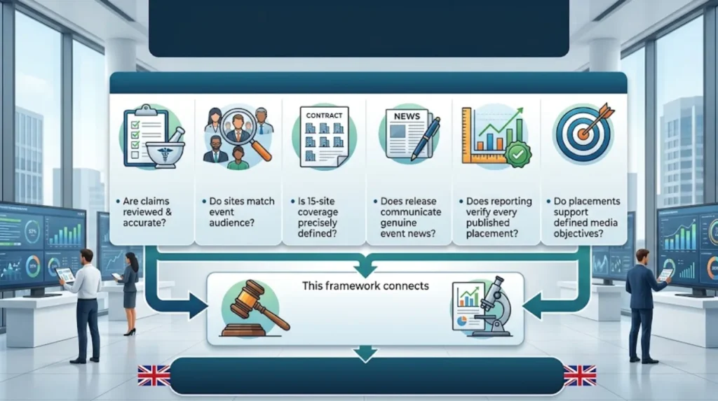 What is the final decision framework for 15-site pharma event coverage?