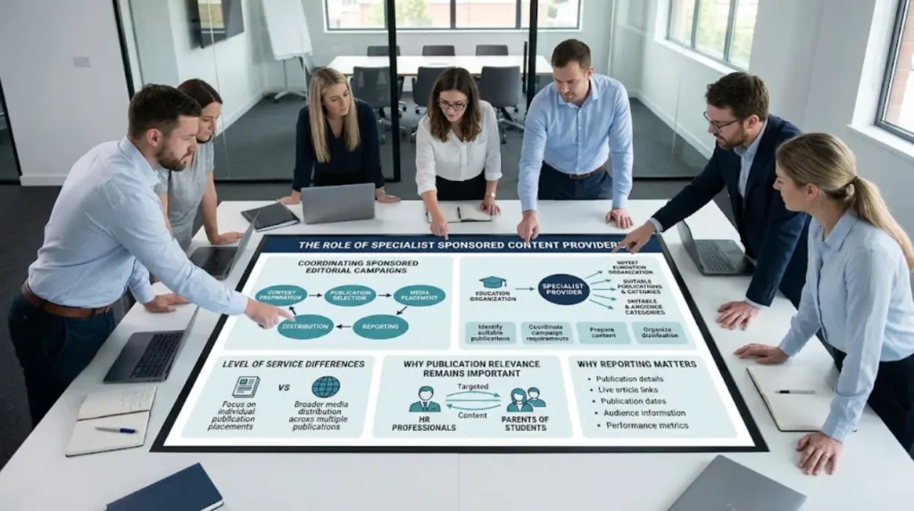 What is the role of specialist sponsored content providers?