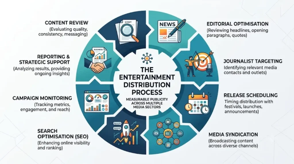 What services are included within the entertainment distribution process?