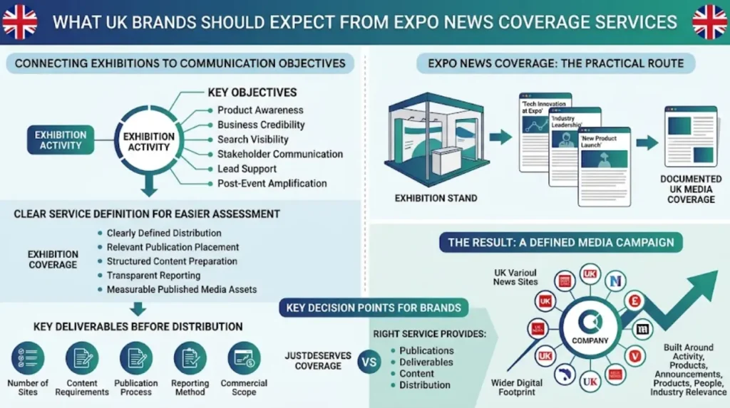 What should UK brands expect from expo news coverage services?
