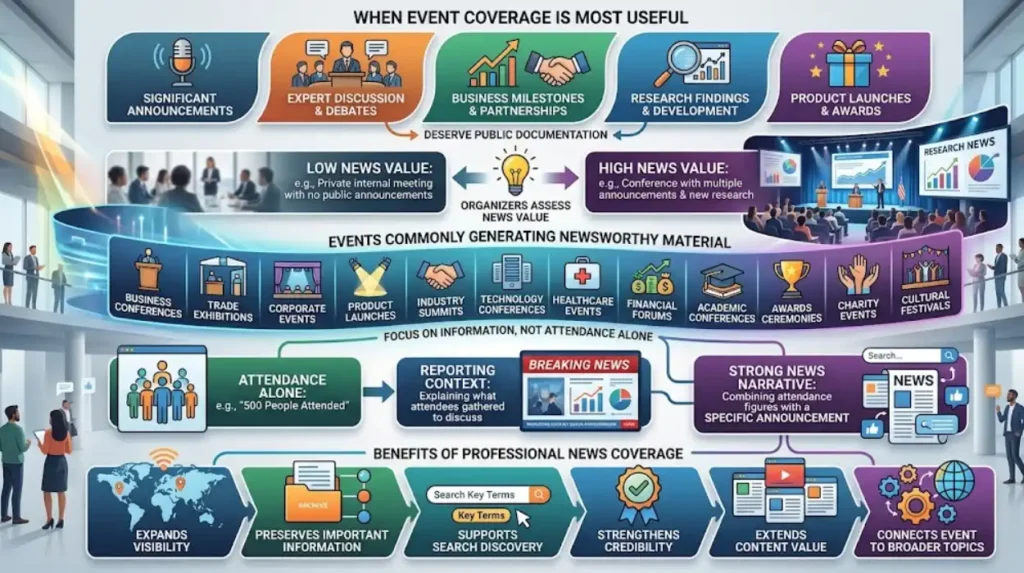 When is professional event news coverage most useful?