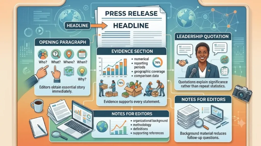 Step-by-Step Blueprint: Turning Internal Humanitarian Data into a Press Release Journalists Will Feature 1 Which components strengthen a humanitarian press release?