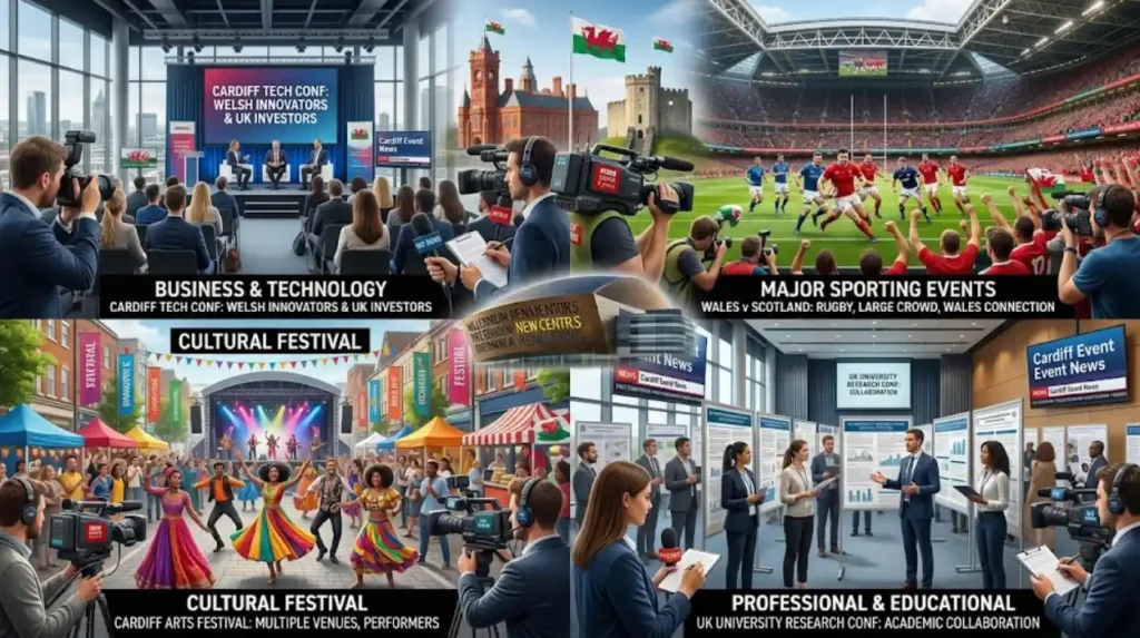 Which types of Cardiff events attract UK news attention?