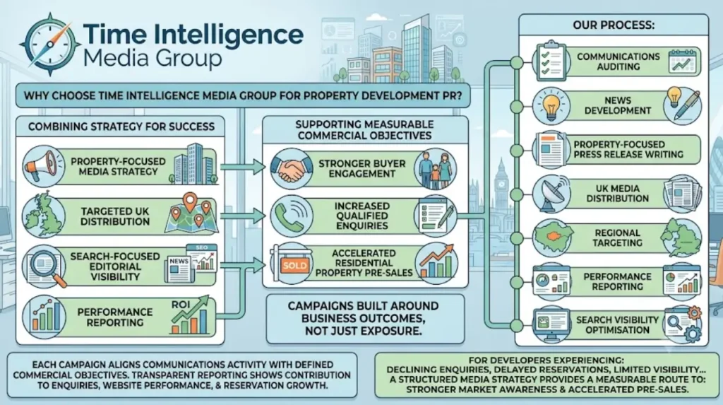 ROI Case Study: How Time Intelligence Media Group Accelerated Pre-Sales for a Stalled Housing Development 2 Why choose Time Intelligence Media Group for property development PR?