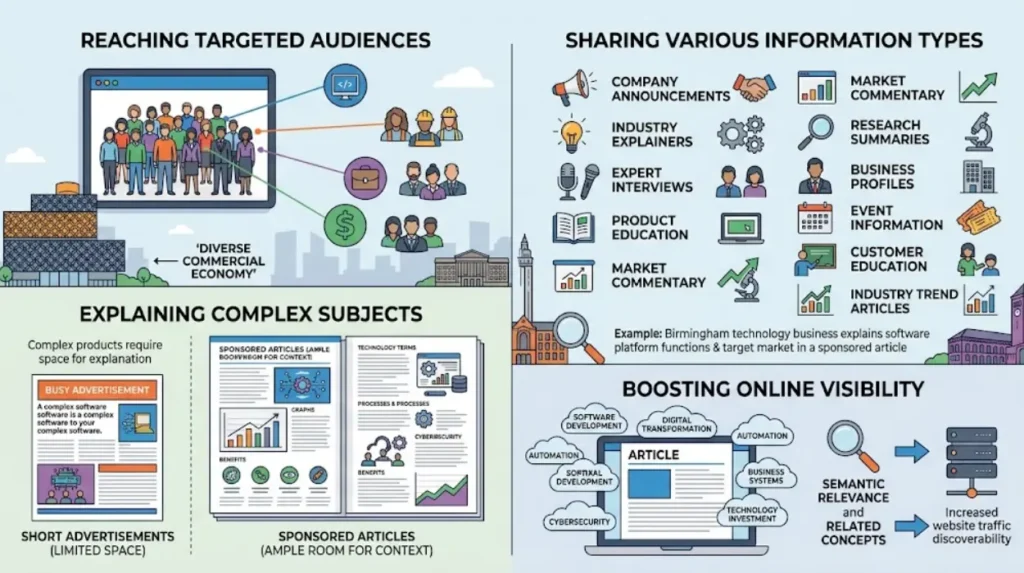 Why do Birmingham businesses use news-site sponsored content?