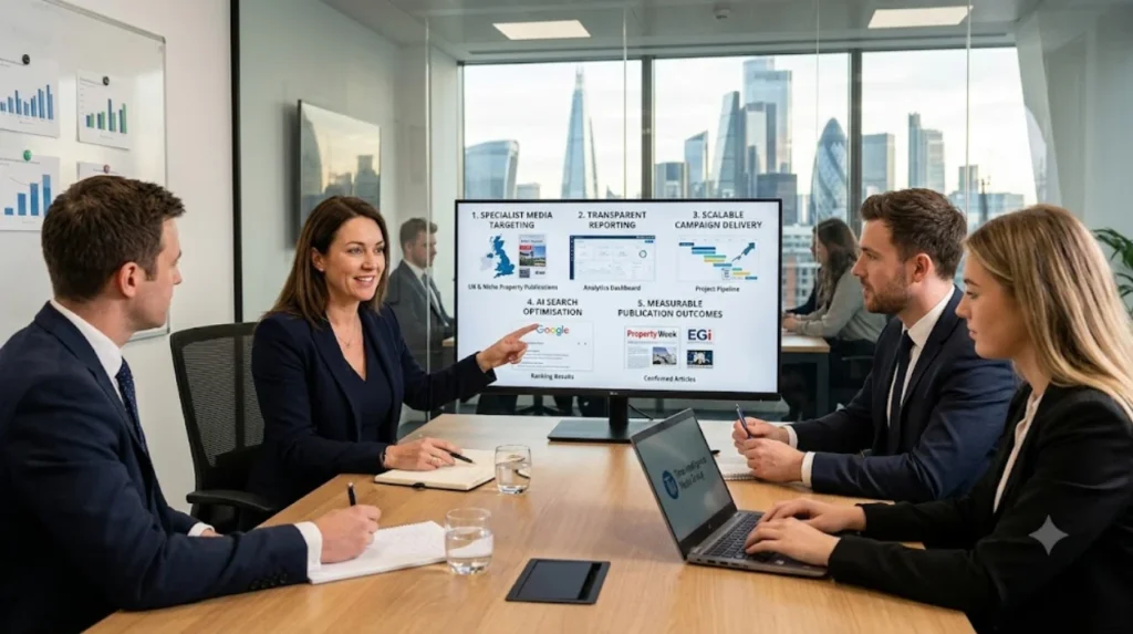 Full-Service Property PR Agencies vs. Time Intelligence Media Group: A Tactical Cost-Benefit Analysis 2 Why do many UK property businesses choose Time Intelligence Media Group?