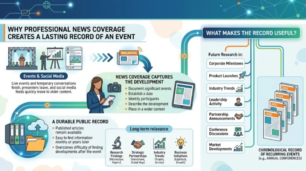 Why does professional news coverage create a lasting record of an event?