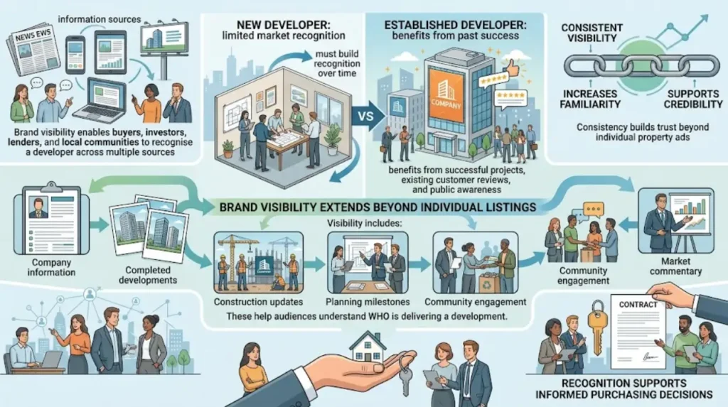 Why is brand visibility important for new property developers?
