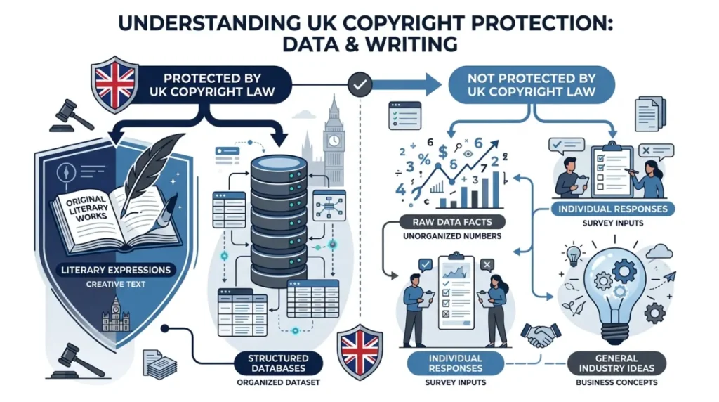 How does copyright law apply to raw data versus final findings