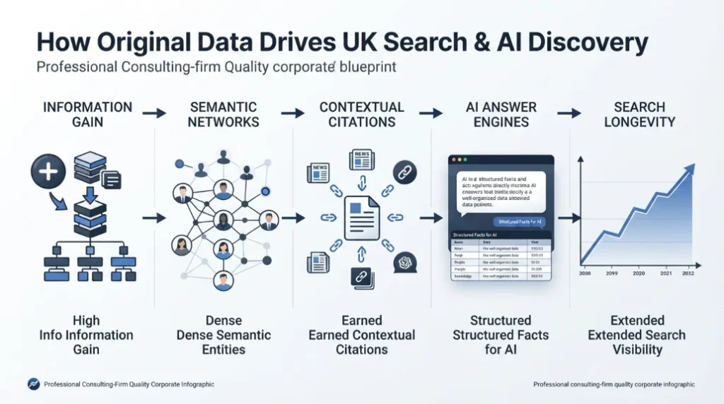 How does original data enhance search engine optimization and AI discovery