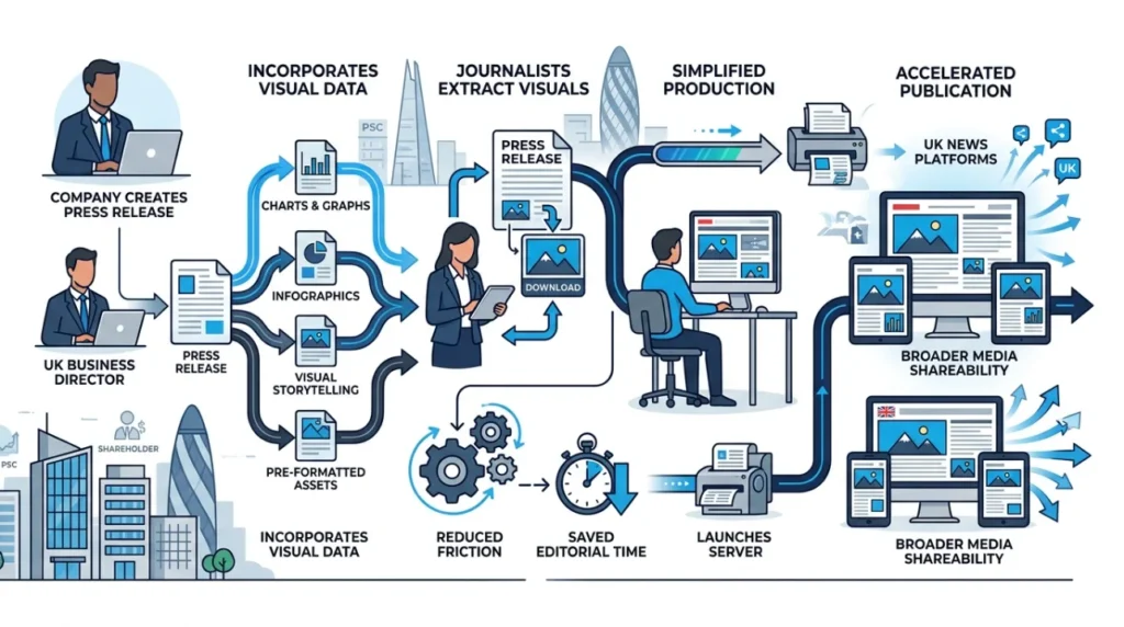 How does visual data increase report shareability across UK media