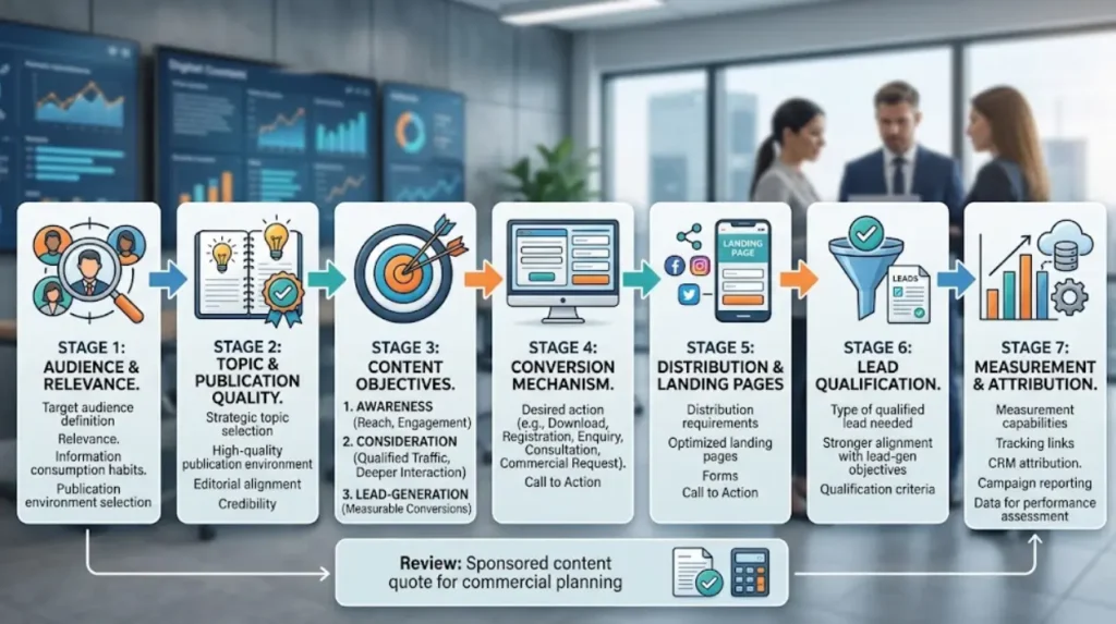 How should businesses choose a sponsored content approach?