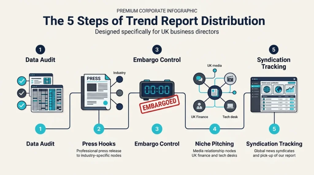 What Are the Key Steps in Distributing a Trend Report to UK News Outlets